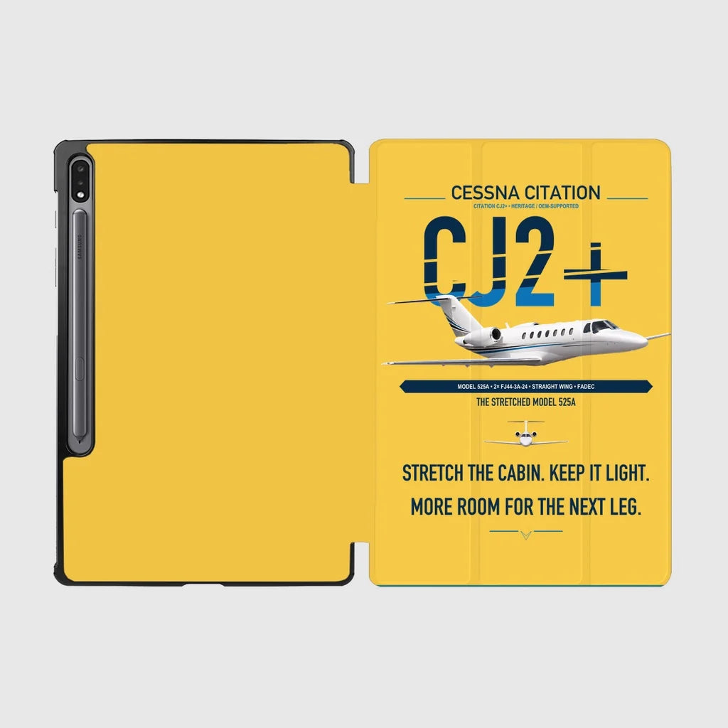 Cessna Citation CJ2+ design on yellow samsung tablet tablet case
