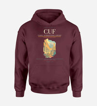Thumbnail for Cuneo International Airport (CUF) design on dark red hoodie single-side print