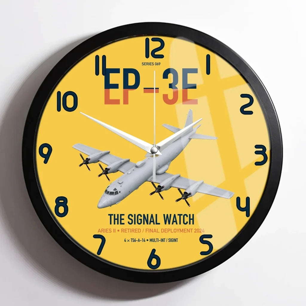 EP-3E ARIES II design on yellow framed wall clock