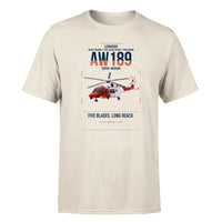 Thumbnail for Leonardo AW189 design on beige t-shirt, single-side print
