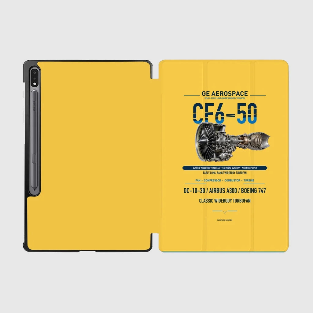 CF6-50 design on yellow samsung tablet tablet case