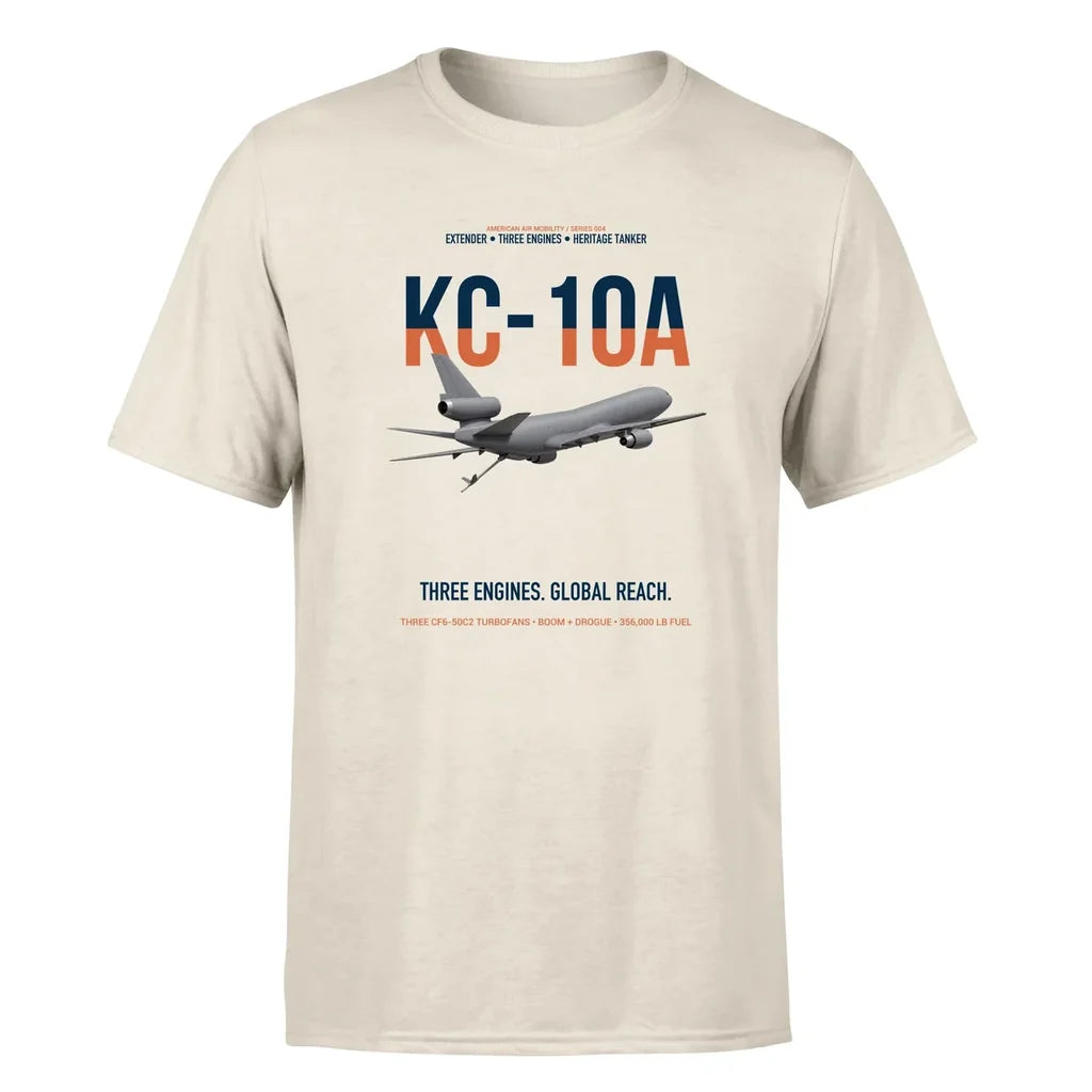 KC-10A EXTENDER design on beige double-side t-shirt, single-side print