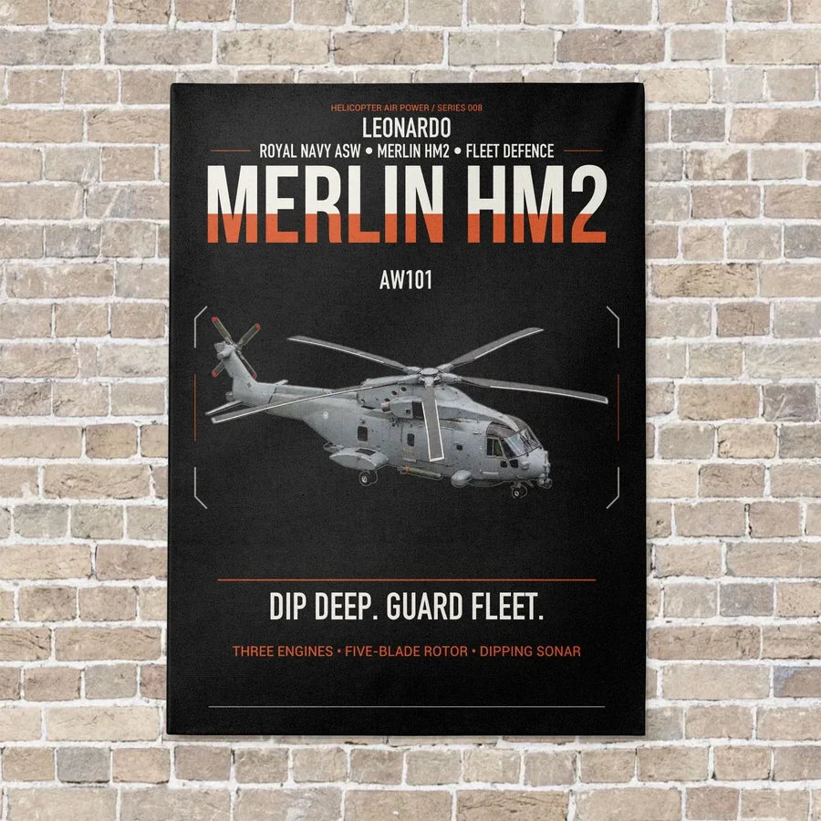 Leonardo AW101 Merlin HM2 vertical canvas print - no frame - black background