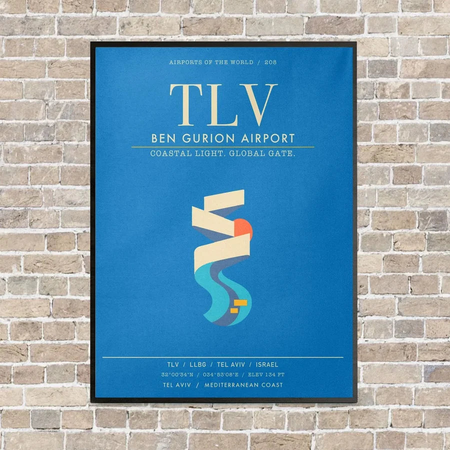 Tel Aviv Ben Gurion Airport TLV - Canvas Framed - Turquoise
