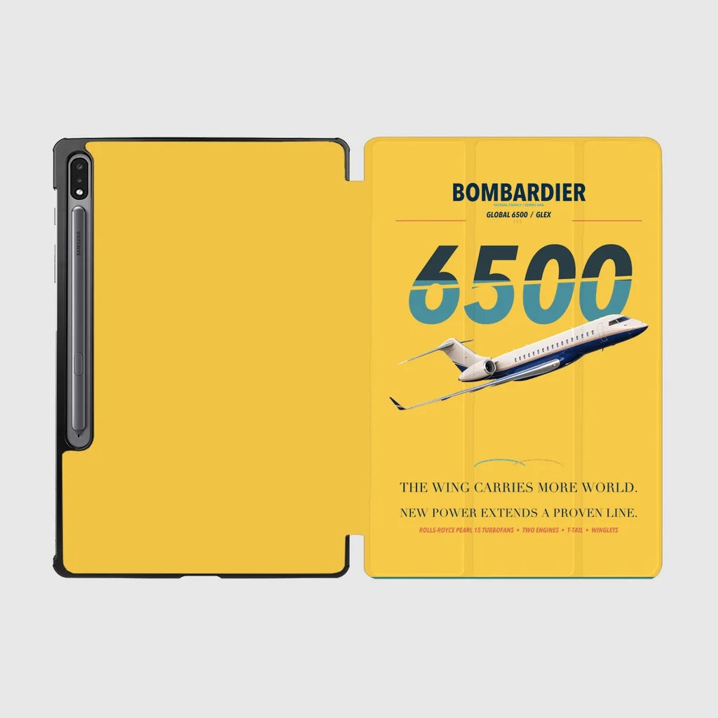 Bombardier Global 6500 design on yellow samsung tablet tablet case