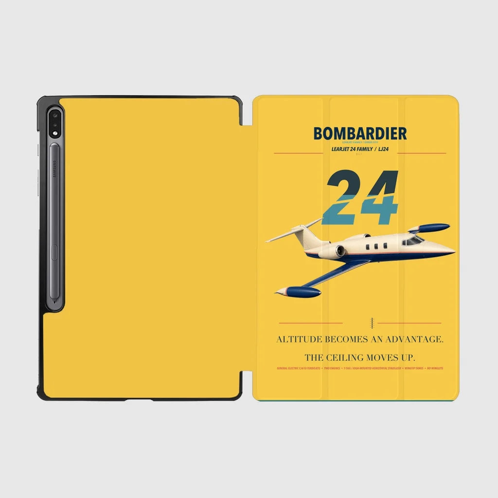 Bombardier Learjet 24 design on yellow samsung tablet tablet case