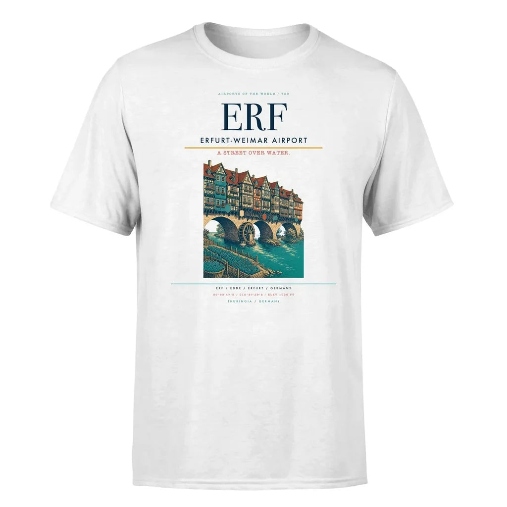 Erfurt-Weimar Airport (ERF) T-Shirt single-side front print in White | erfurt-weimar-airport-erf-double-side-t-shirt