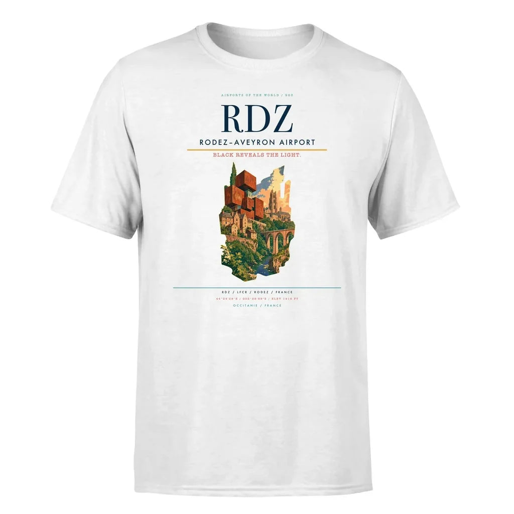 Rodez–Aveyron Airport (RDZ) T-Shirt single-side front print in White | rodezaveyron-airport-rdz-double-side-t-shirt