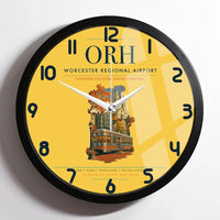 Thumbnail for Worcester Regional Airport (ORH) design on yellow framed wall clock