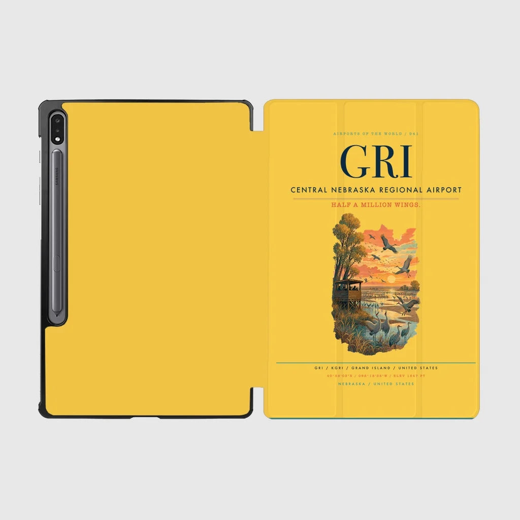 Central Nebraska Regional Airport (GRI) design on yellow samsung tablet tablet case