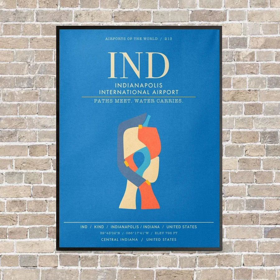 Indianapolis International Airport IND - Canvas Framed - Turquoise