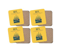 Thumbnail for Meadows Field (BFL) design on yellow 4 pieces set coaster