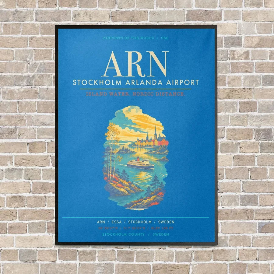 Stockholm Arlanda Airport ARN - Canvas Framed - Turquoise