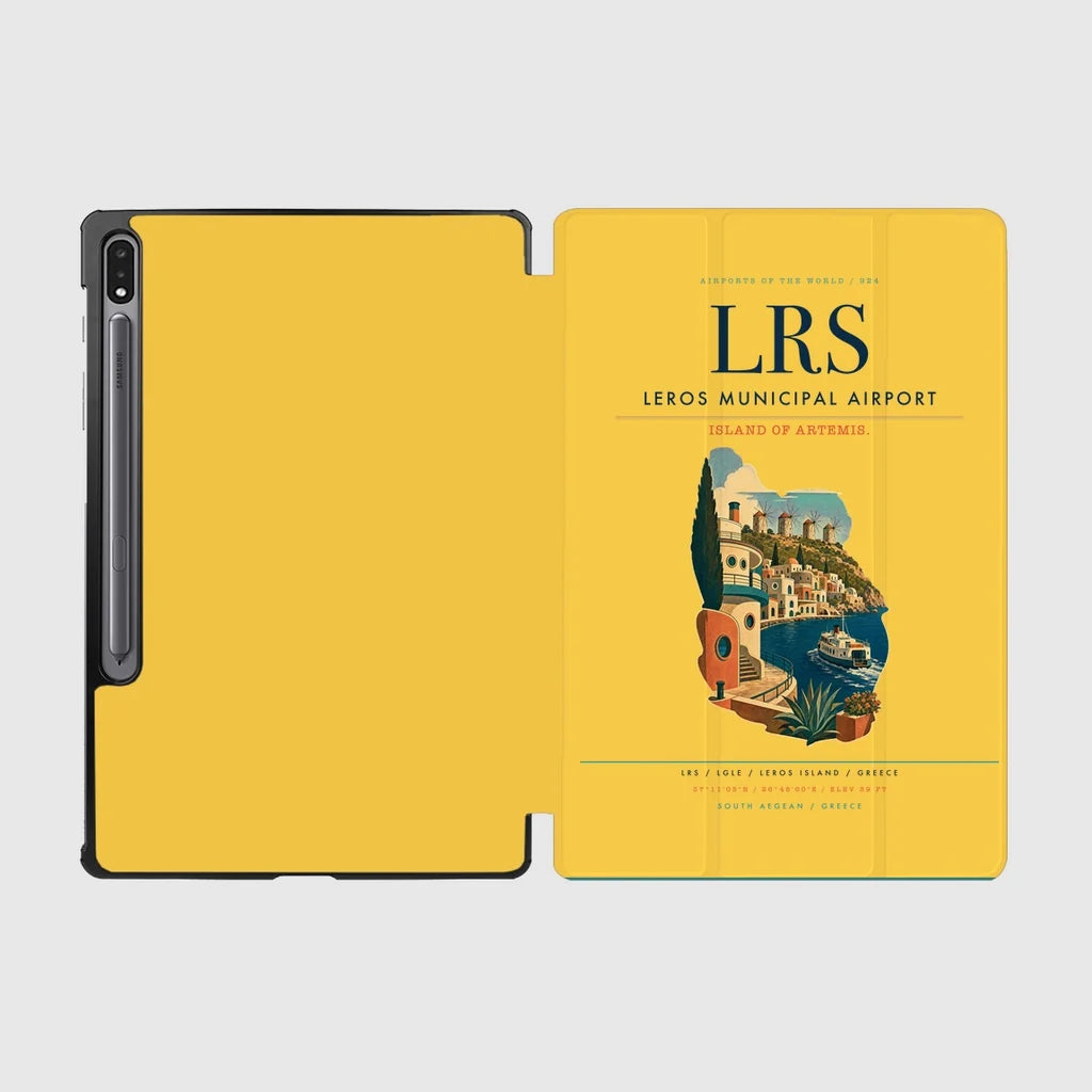 Leros Municipal Airport (LRS) design on yellow samsung tablet tablet case