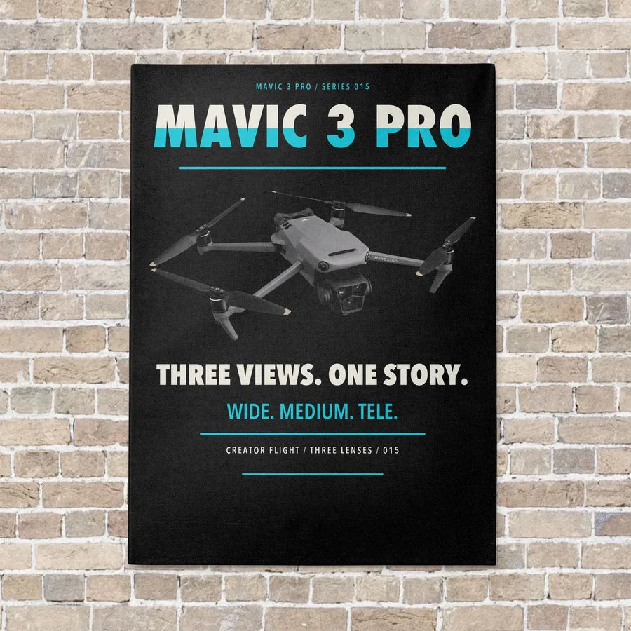 DJI Mavic 3 Pro vertical canvas print - no frame - black background