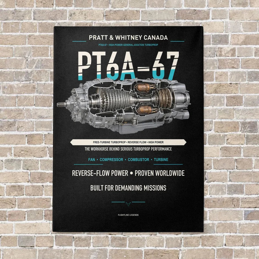 PT6A-67 vertical canvas print - no frame - black background