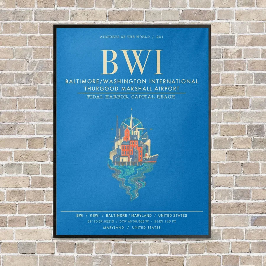 Baltimore-Washington International Thurgood Marshall Airport BWI - Canvas Framed - Turquoise