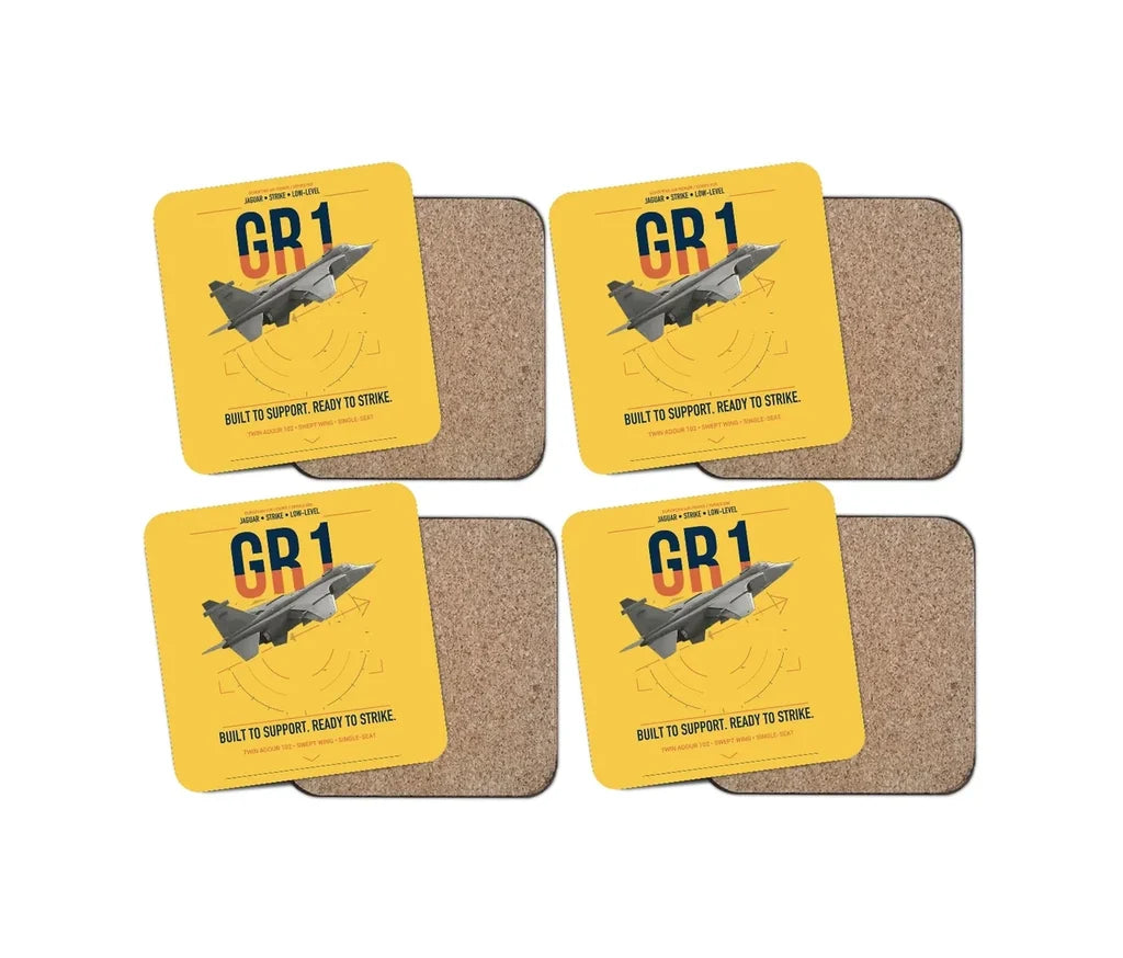 SEPECAT Jaguar GR1 design on yellow 4 pieces set coaster