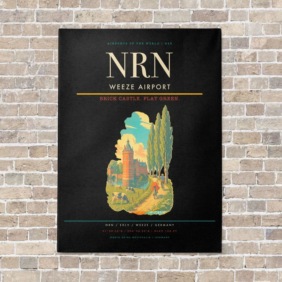 Weeze Airport NRN vertical canvas print - no frame - black background