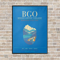 Thumbnail for Bergen Airport Flesland BGO - Canvas Framed - Turquoise