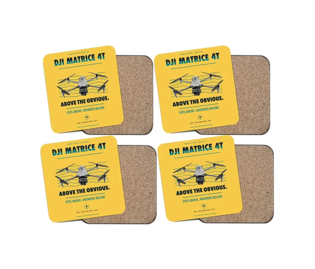 DJI Matrice 4T design on yellow 4 pieces set coaster