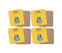 Thumbnail for Harbin Taiping International Airport (HRB) design on yellow 4 pieces set coaster