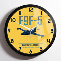 Thumbnail for F9F-5 Panther design on yellow framed wall clock