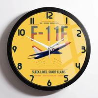 Thumbnail for F-11F Tiger design on yellow framed wall clock