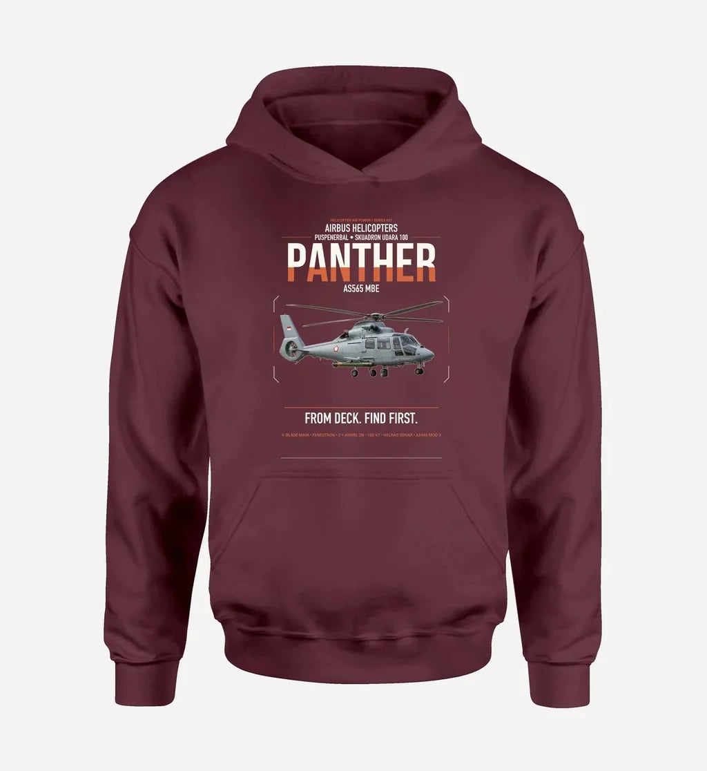 Airbus Helicopters AS565 MBe Panther design on dark red double-side hoodie, single-side print