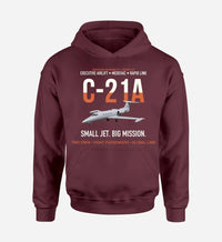 Thumbnail for C-21A LEARJET design on dark red hoodie single side