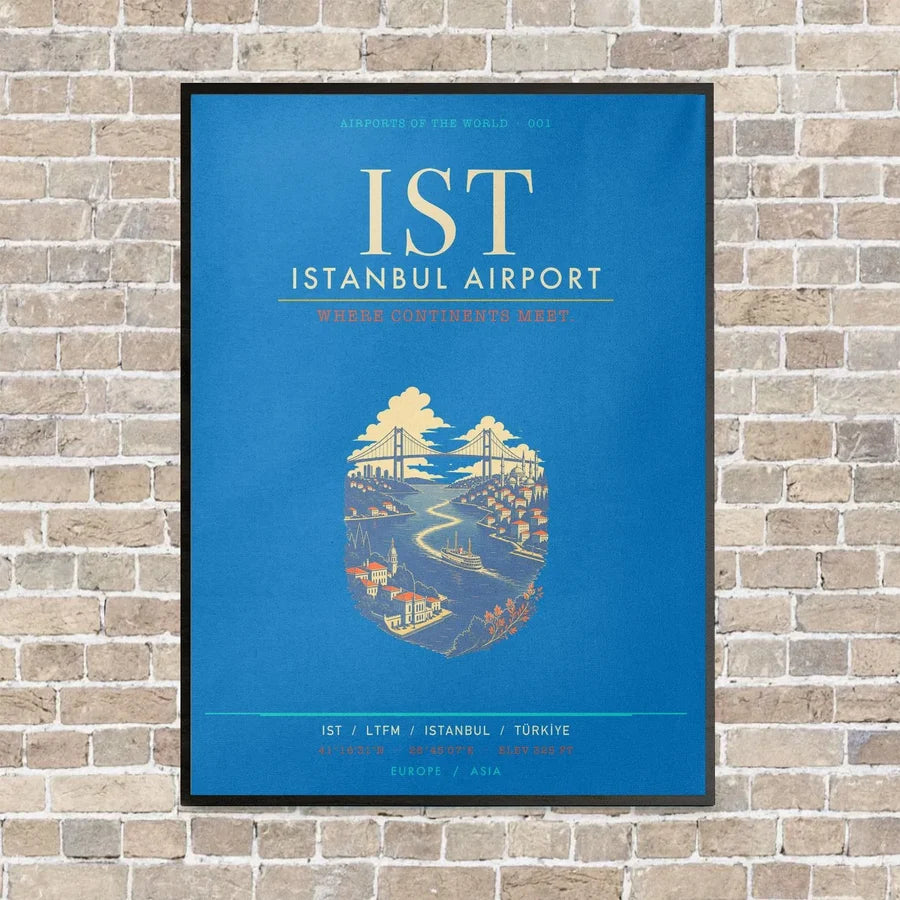 Istanbul Airport IST - Canvas Framed - Turquoise