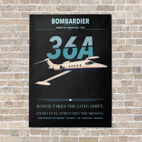 Thumbnail for Bombardier Learjet 36A vertical canvas print - no frame - black background