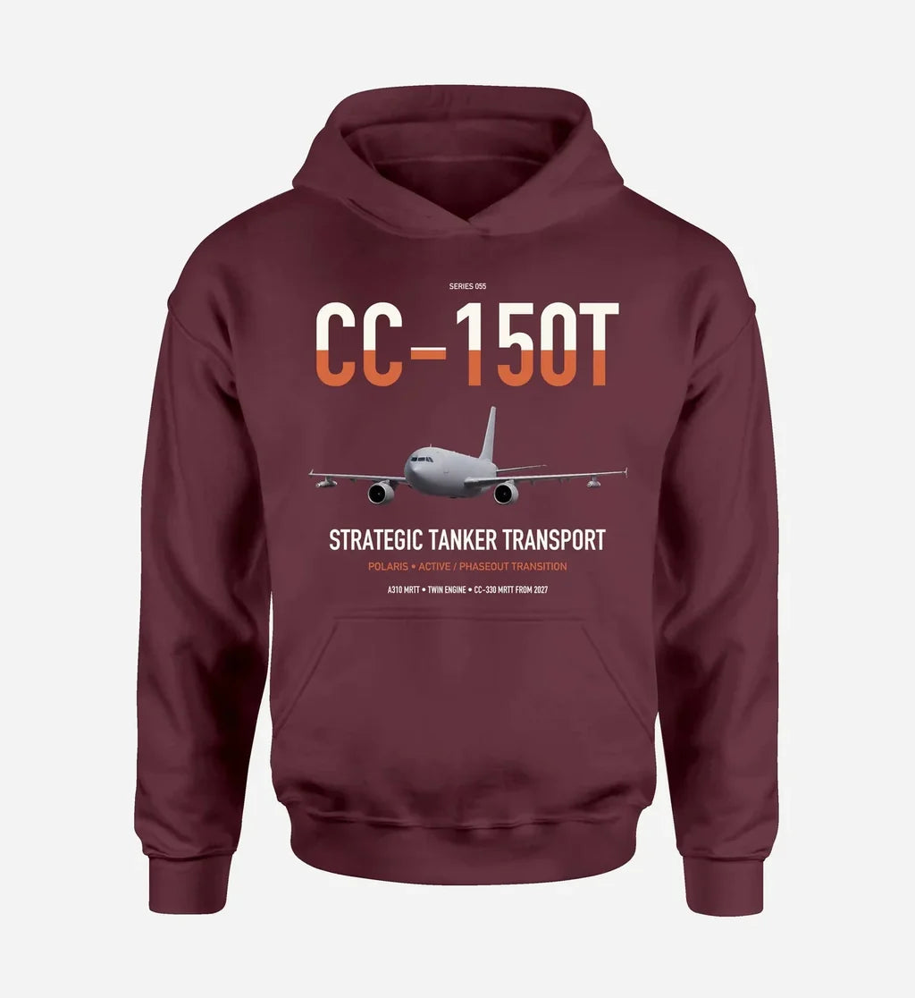 Airbus CC-150T Polaris design on dark red double-side hoodie, single-side print