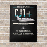 Thumbnail for Cessna Citation CJ1+ vertical canvas print - no frame - black background