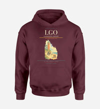 Thumbnail for Langeoog Airport (LGO) design on dark red hoodie single-side print