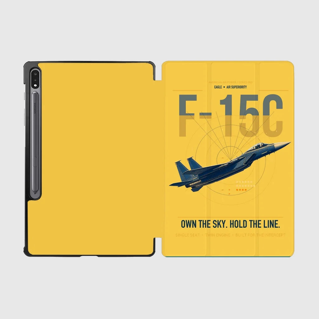 F-15C Eagle design on yellow samsung tablet tablet case