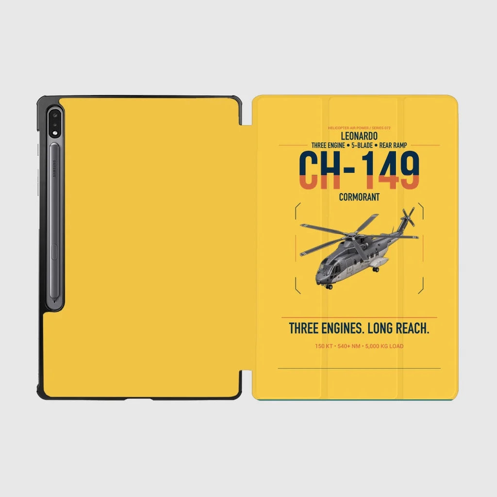 Leonardo CH-149 Cormorant design on yellow samsung tablet tablet case