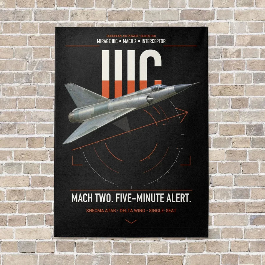 Dassault Mirage IIIC vertical canvas print - no frame - black background
