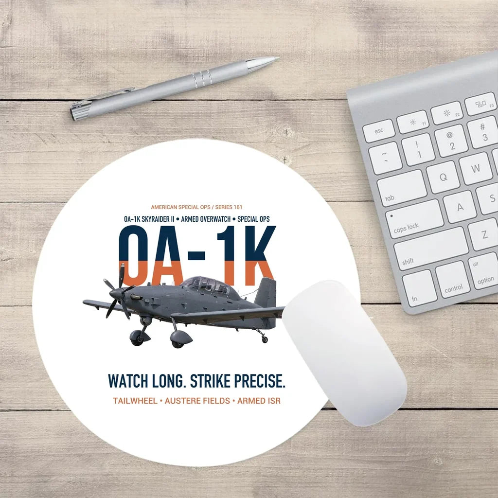 OA-1K Skyraider II Armed Overwatch design on white round mouse pad