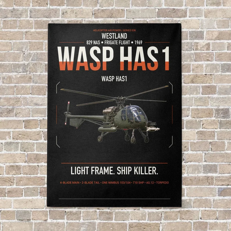 Westland Wasp HAS1 vertical canvas print - no frame - black background