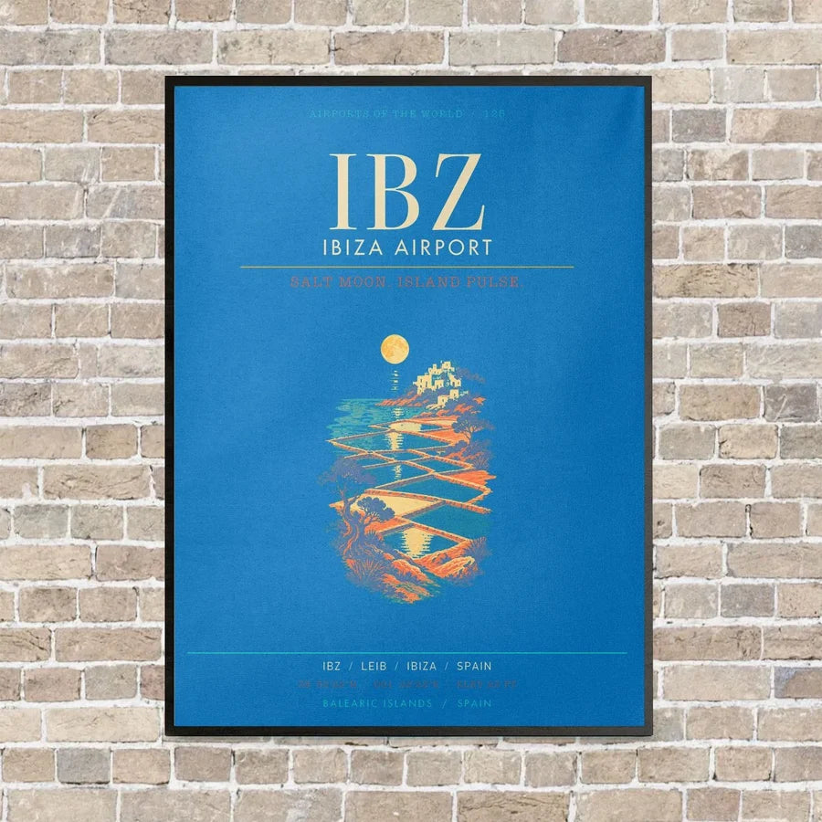 Ibiza Airport IBZ - Canvas Framed - Turquoise