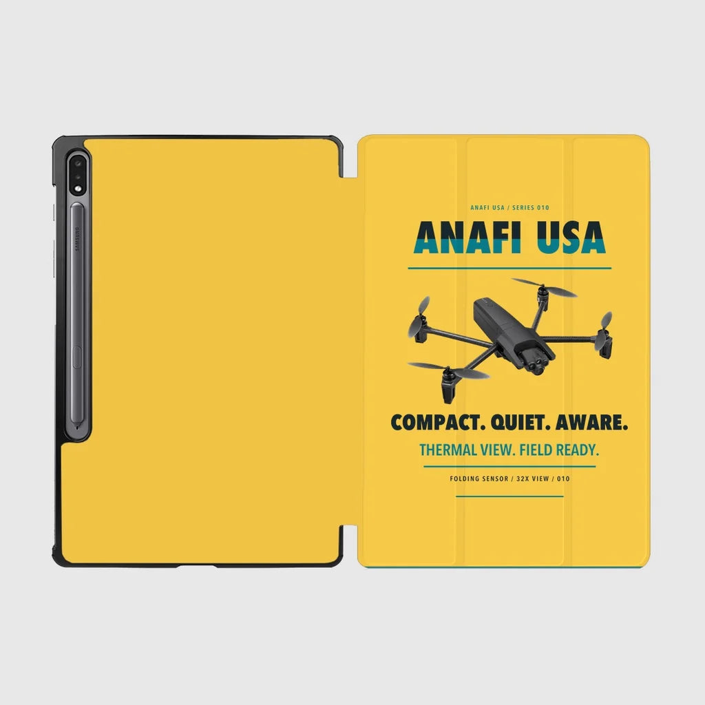 Parrot ANAFI USA design on yellow samsung tablet tablet case
