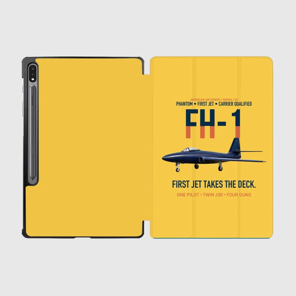 FH-1 Phantom First Jet Takes the Deck design on yellow samsung tablet tablet case
