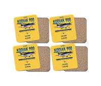 Thumbnail for Daher Kodiak 900 design on yellow 4 pieces set coaster