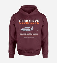Thumbnail for Saab GlobalEye design on dark red double-side hoodie, single-side print
