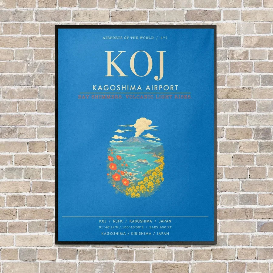 Kagoshima Airport KOJ - Canvas Framed - Turquoise