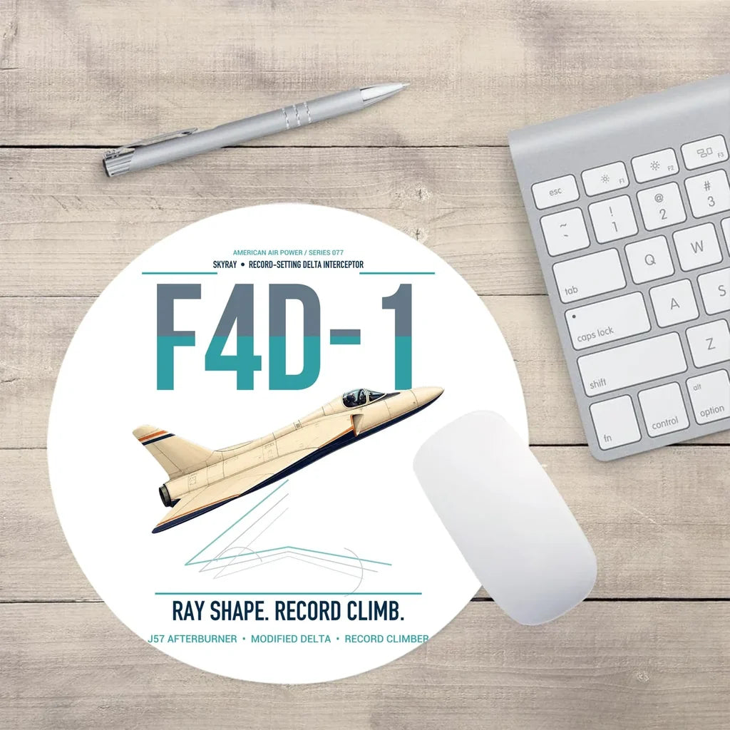 F4D-1 Skyray design on white round mouse pad