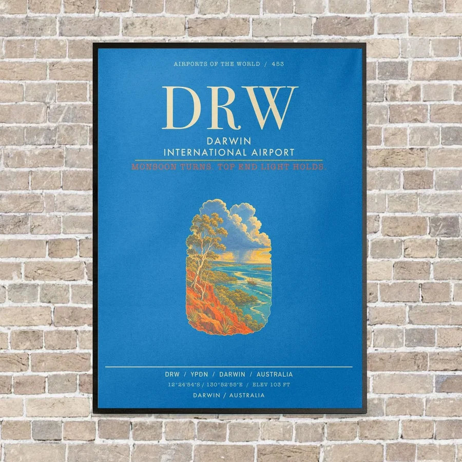 Darwin International Airport DRW - Canvas Framed - Turquoise