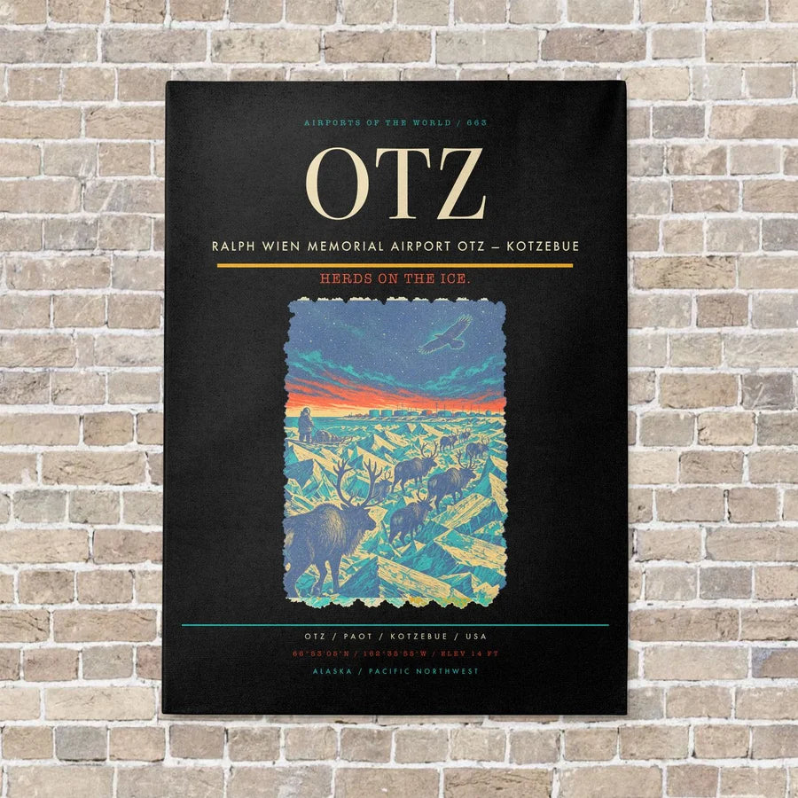 Ralph Wien Memorial Airport OTZ — Kotzebue vertical canvas print - no frame - black background
