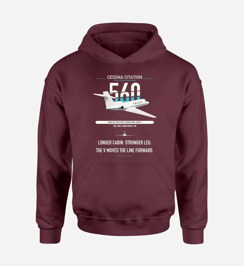 Cessna Citation 560 - Citation V design on dark red double-side hoodie, single-side print